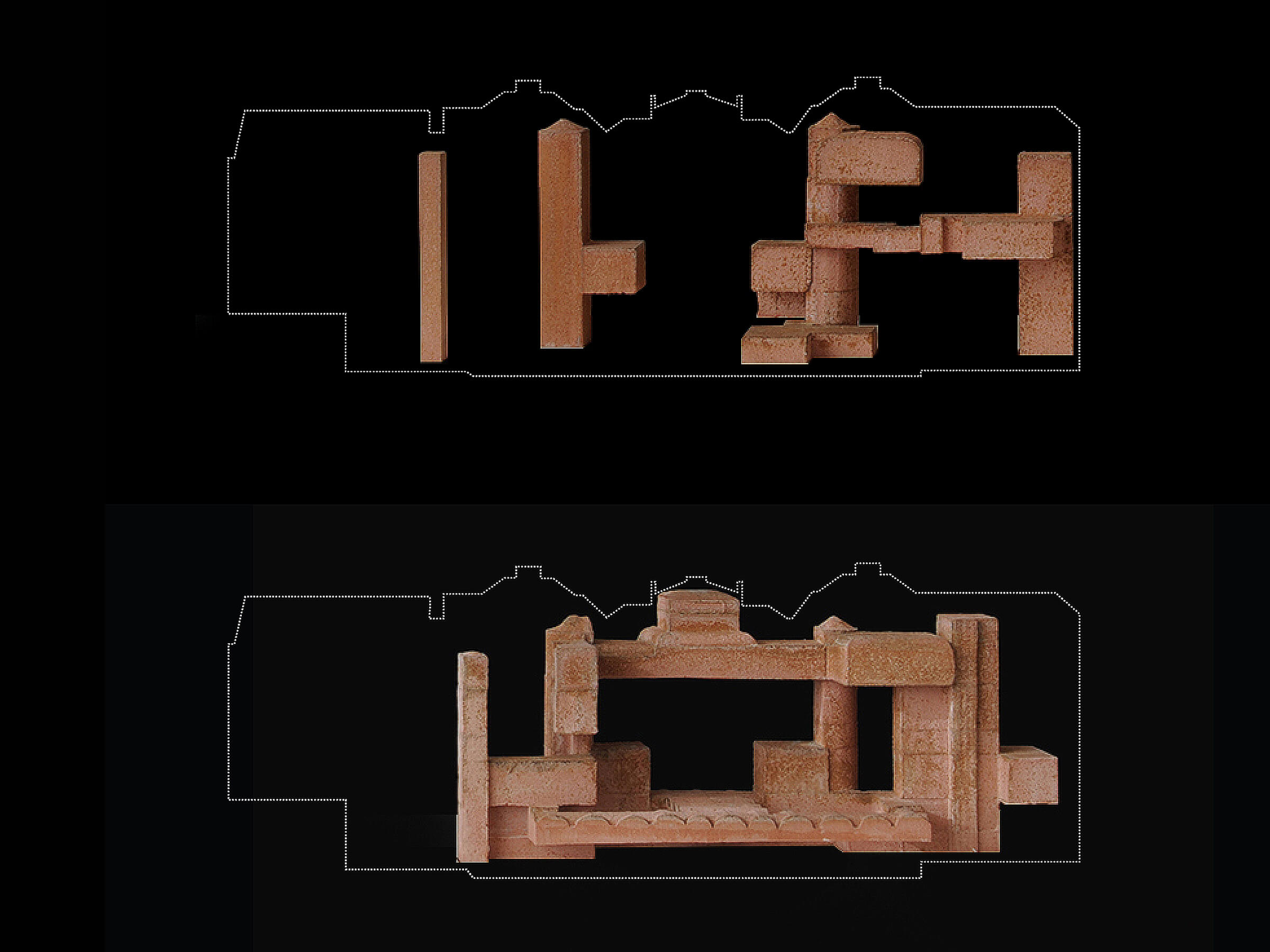 Cast of shared rooms and circulation before and after works