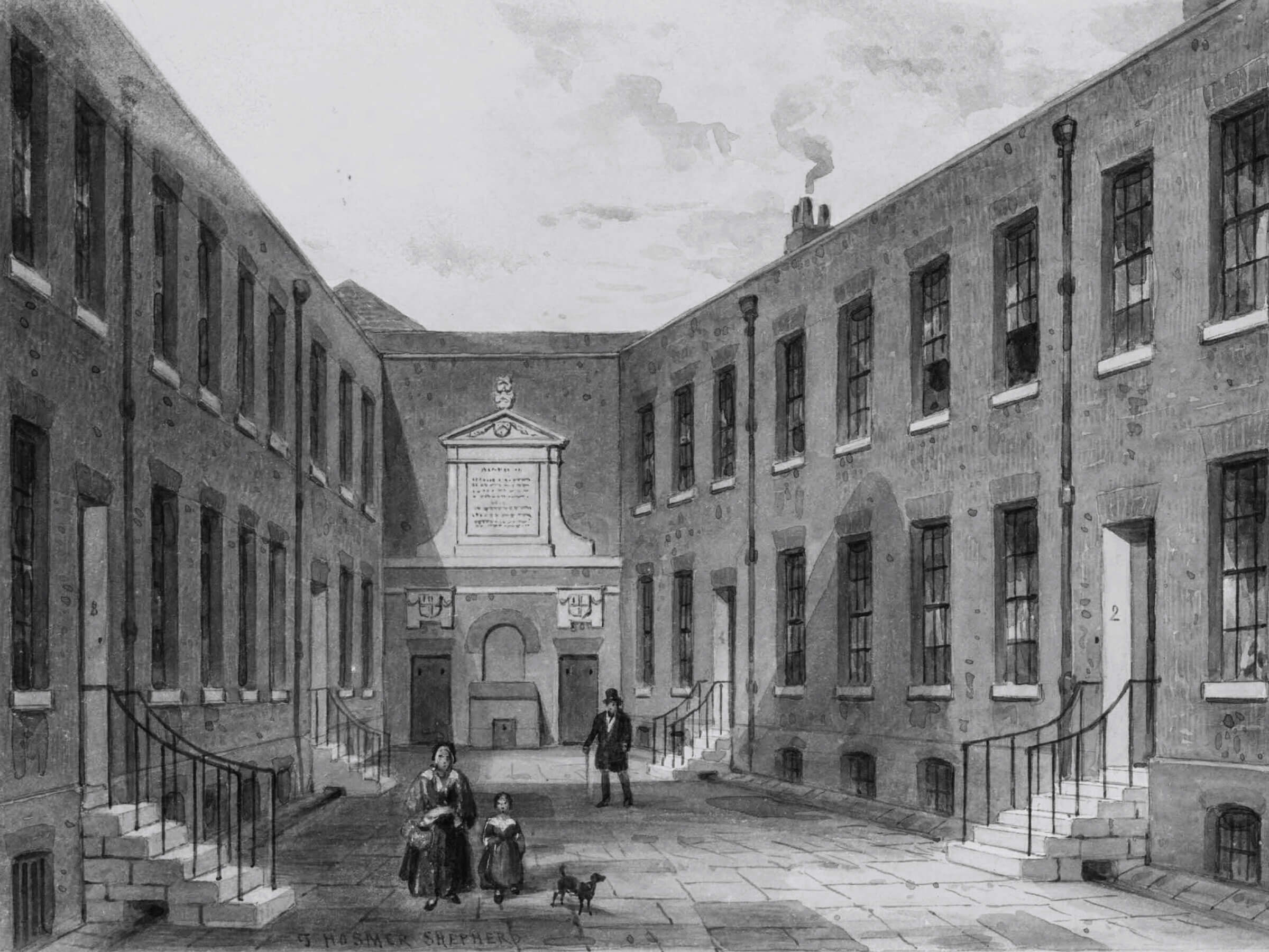 Old sketch of Almshouse