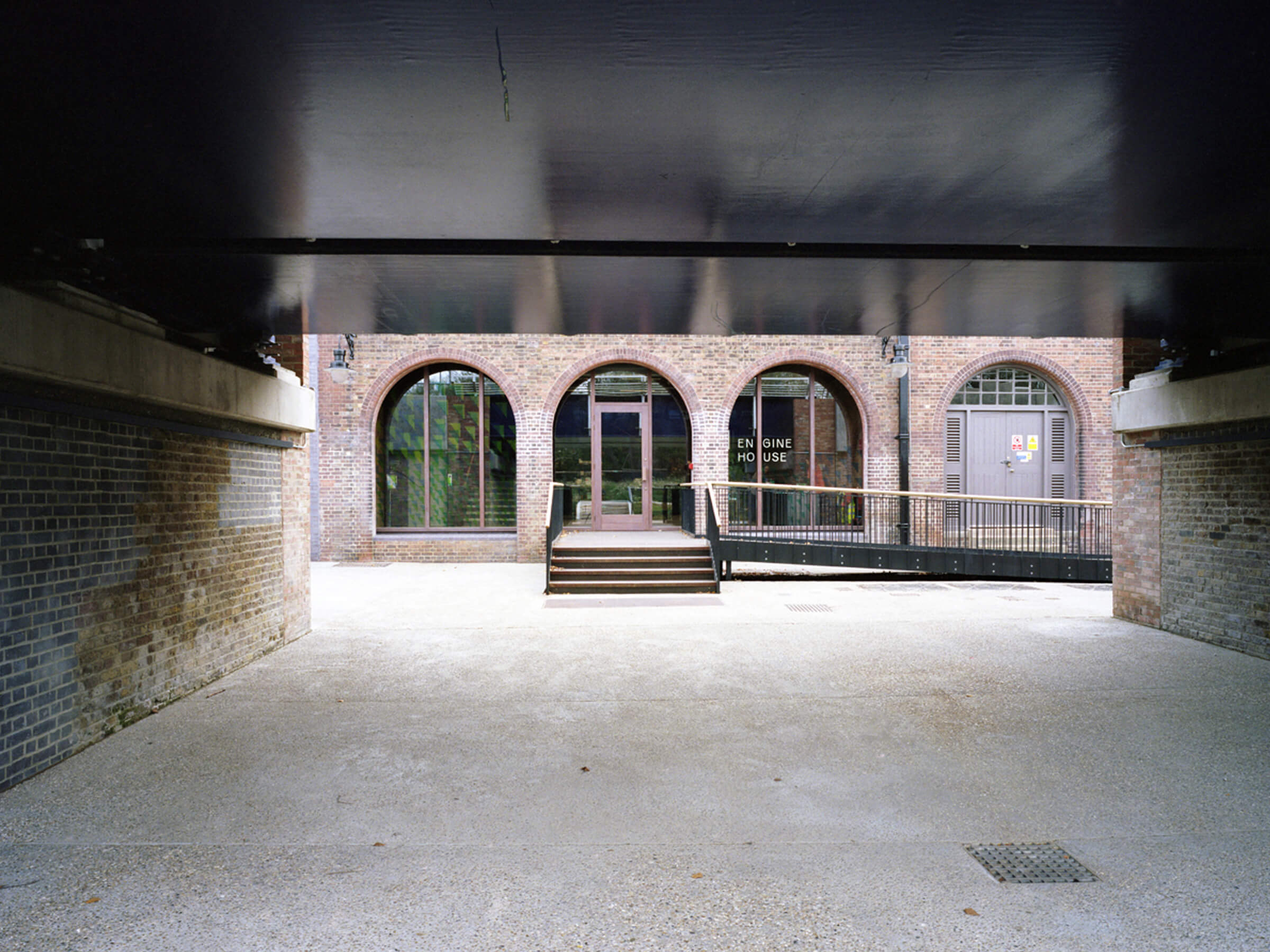 Entrance beneath the railway viaduct