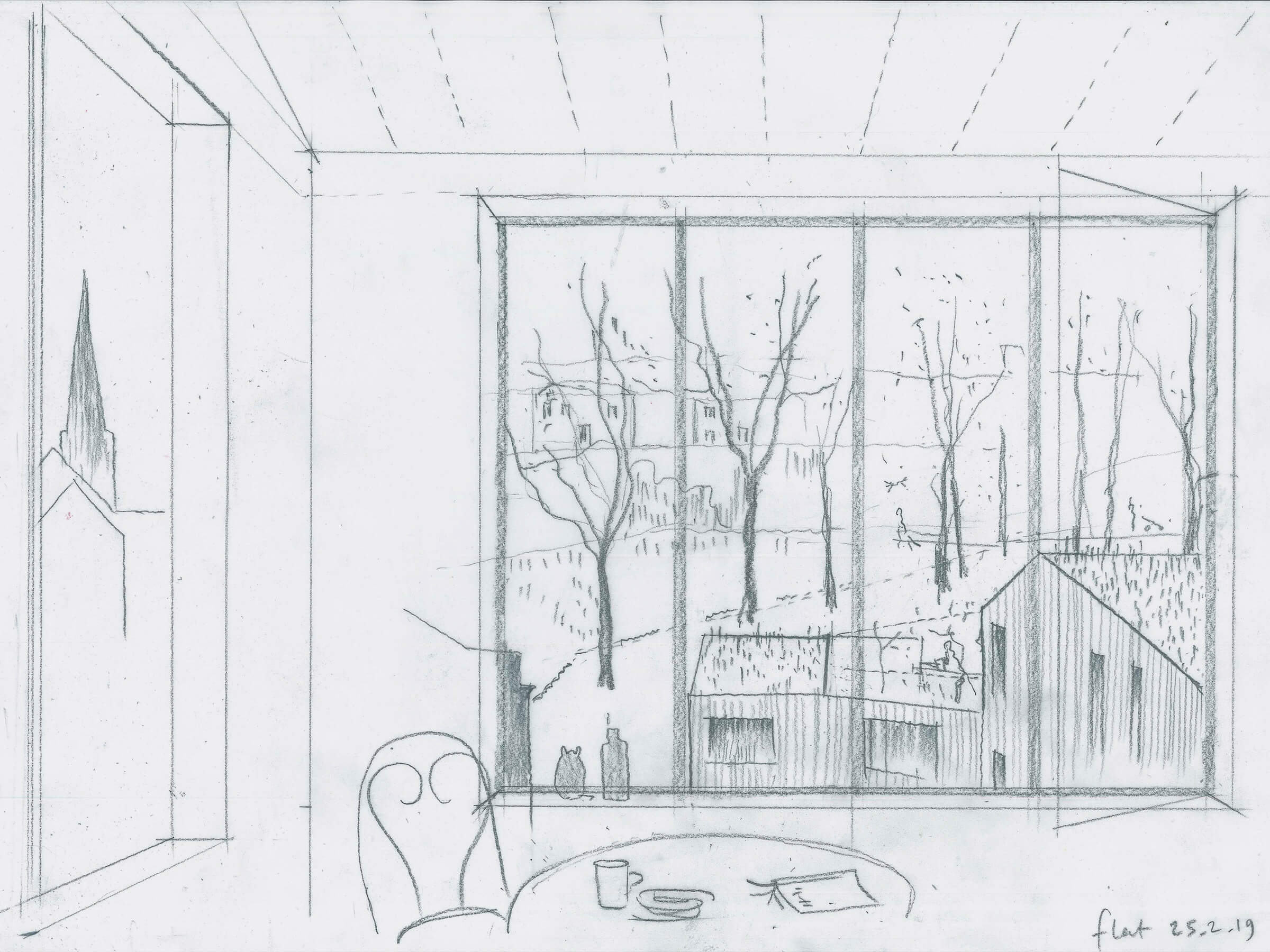 Sketch of inside of flat