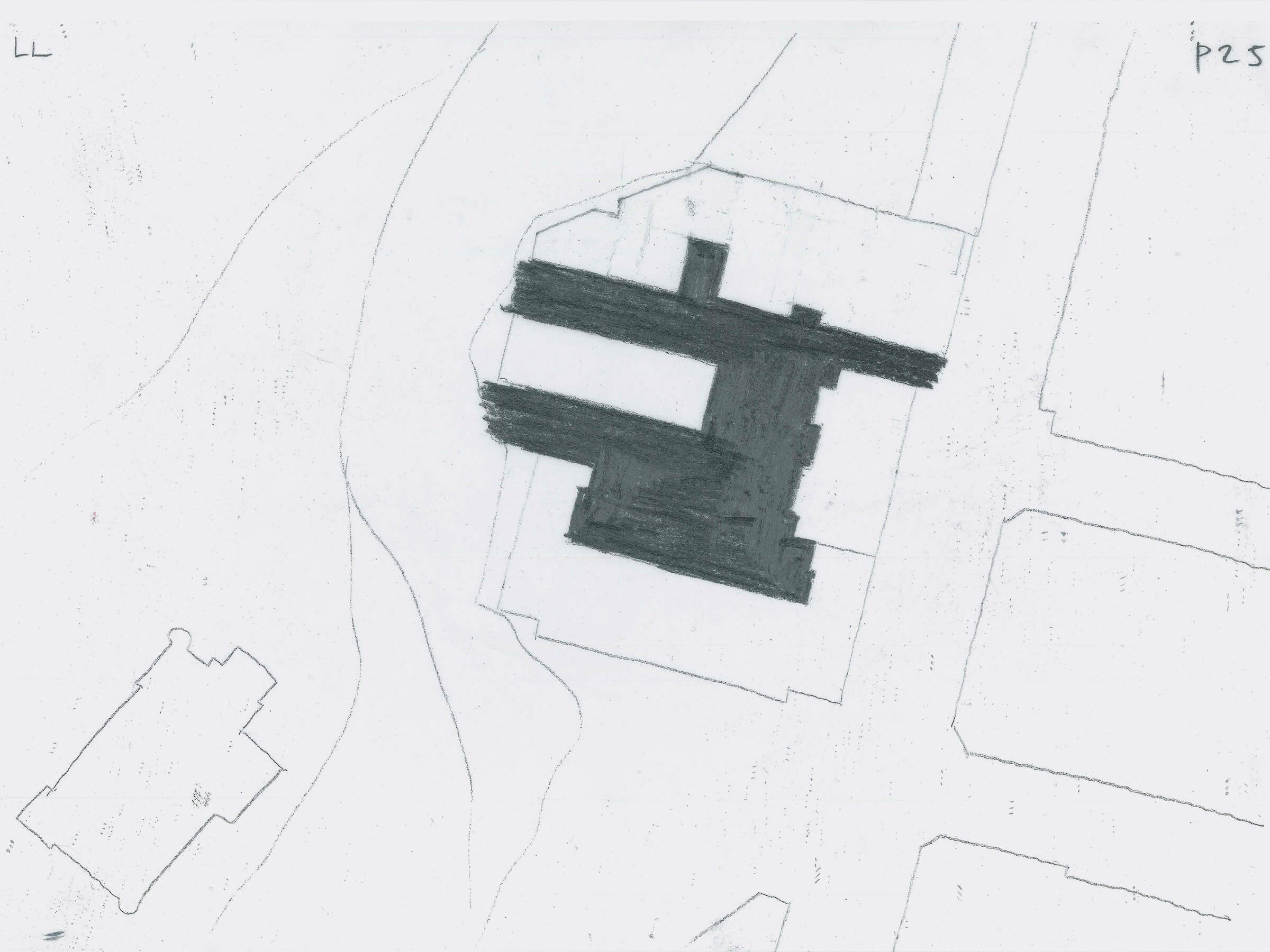 Sketch of The yard at ground level