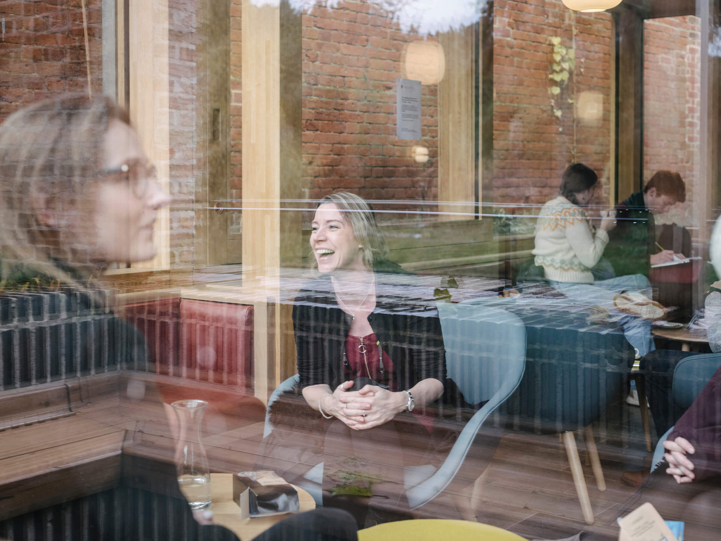 Students studying in cafe