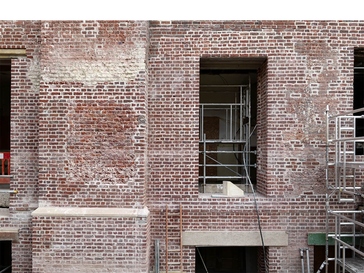 The brick north wall of the Old Court. Photo: Philip Vile