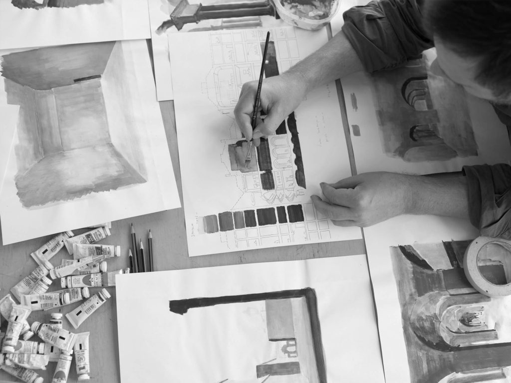 WWM team member creating watercolour concepts